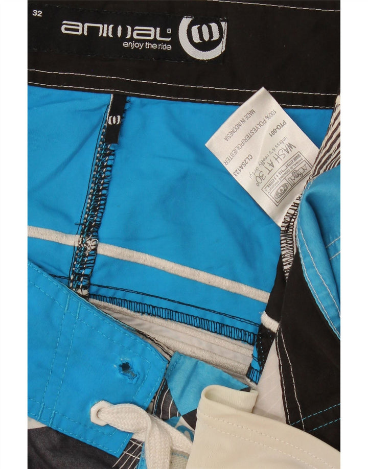 ANIMAL Mens Graphic Swimming Shorts Medium  Grey Geometric Polyester