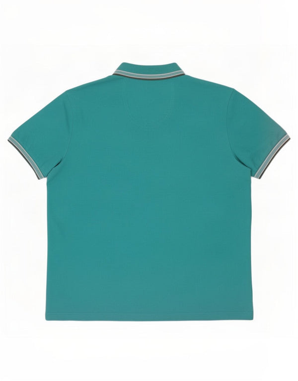 Hugo Boss Herren Poloshirt 3XL Türkis gestreift aus Baumwolle