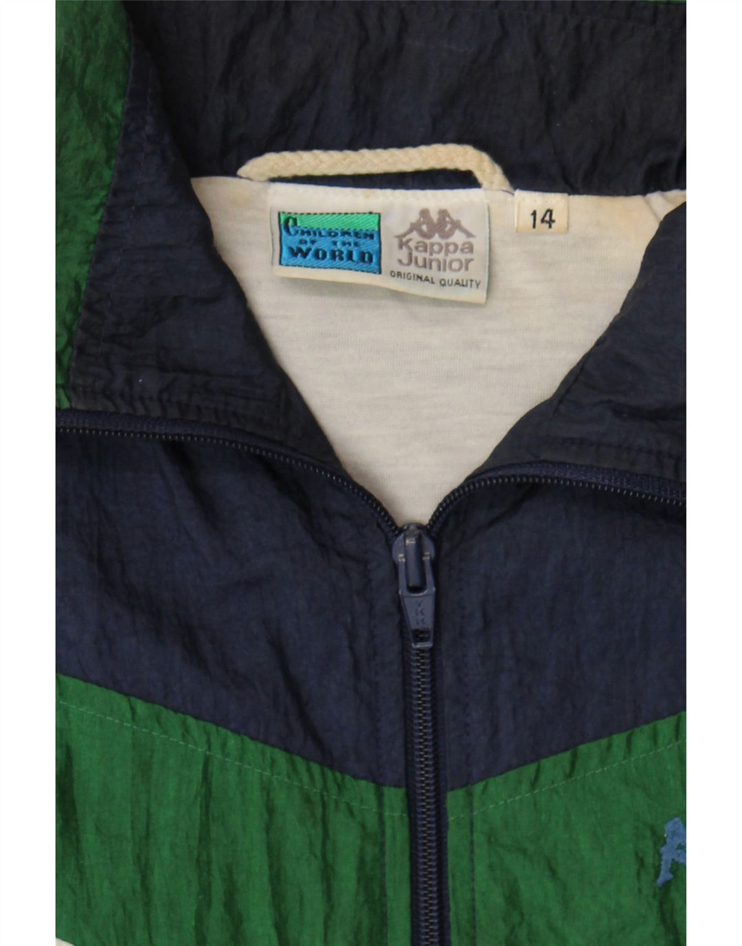 KAPPA Boys Graphic Tracksuit Top Jacket 13-14 Years Navy Blue Colourblock Vintage Kappa and Second-Hand Kappa from Messina Hembry 