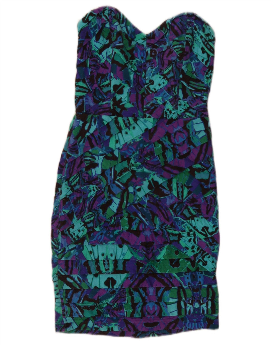 Lipsy Damen trägerloses Kleid UK 8 Small Mehrfarbige geometrische Viskose