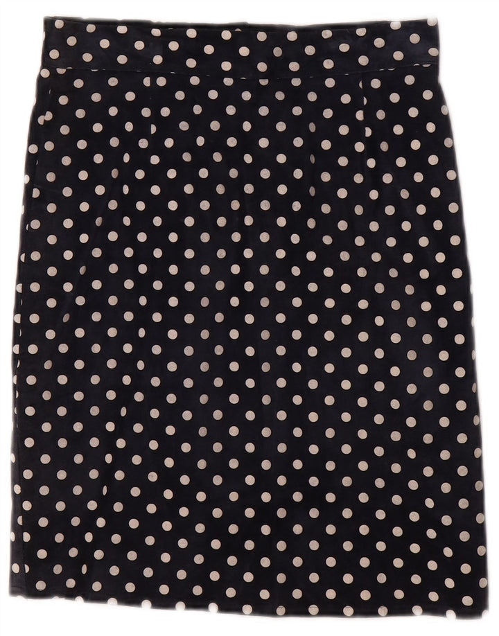 Vintage Damen Gerader Rock W28 Medium Marineblau Polka Dot