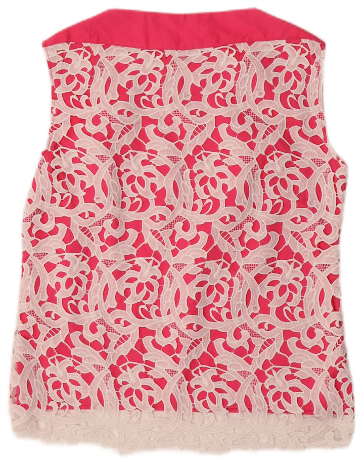 NARACAMICIE Damen-Bluse, übergroß, ärmellos, Gr. 42, Größe L, rosa geblümt