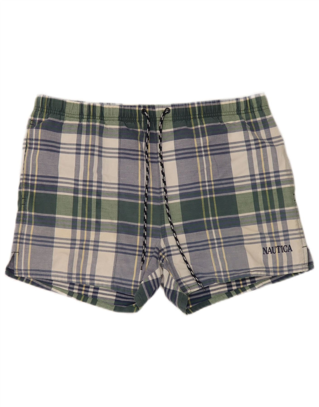 Nautica Herren-Badeshorts aus mittelgrün karierter Baumwolle