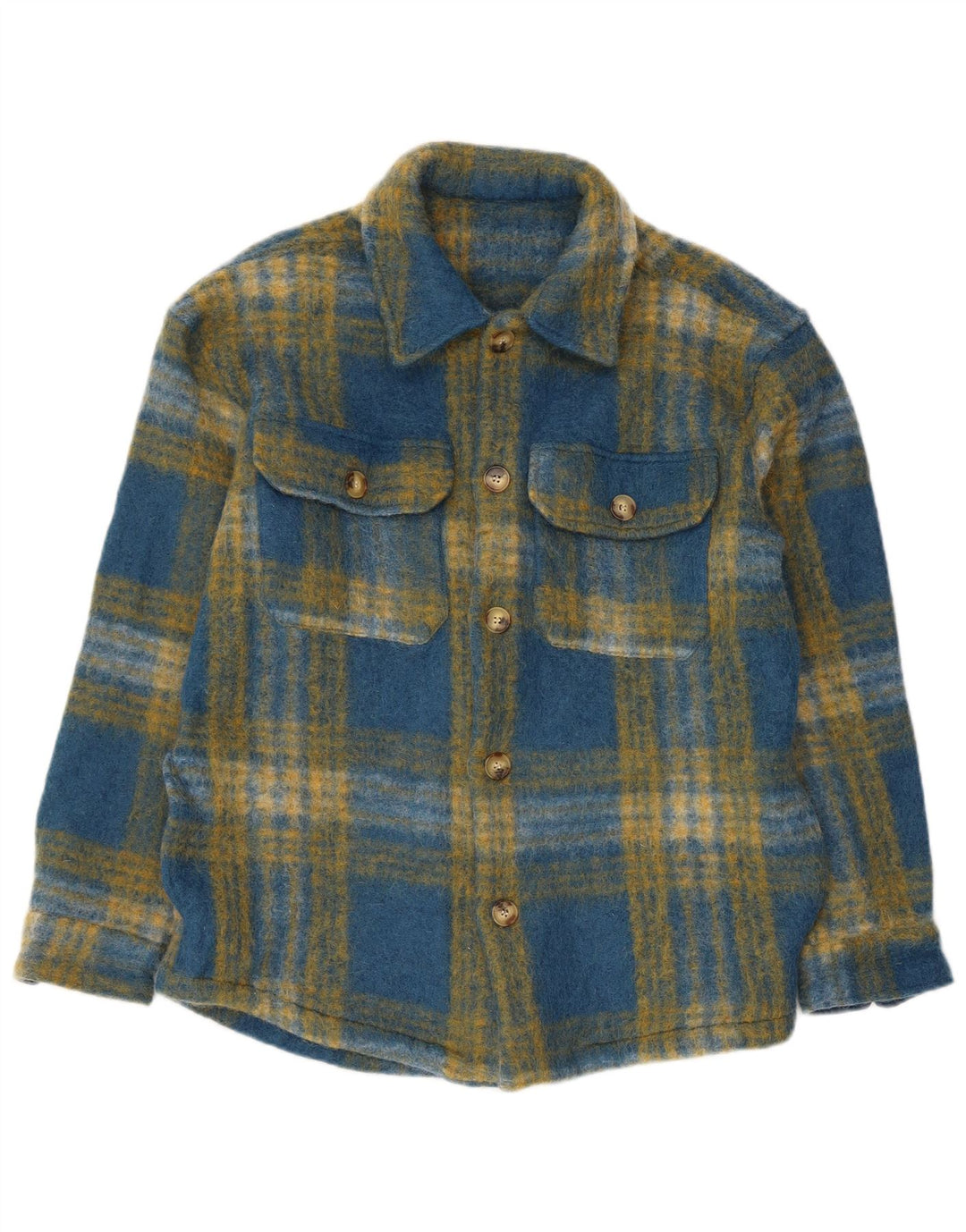 Zara Herren-Overshirt-Flanellhemd, groß, blau kariert