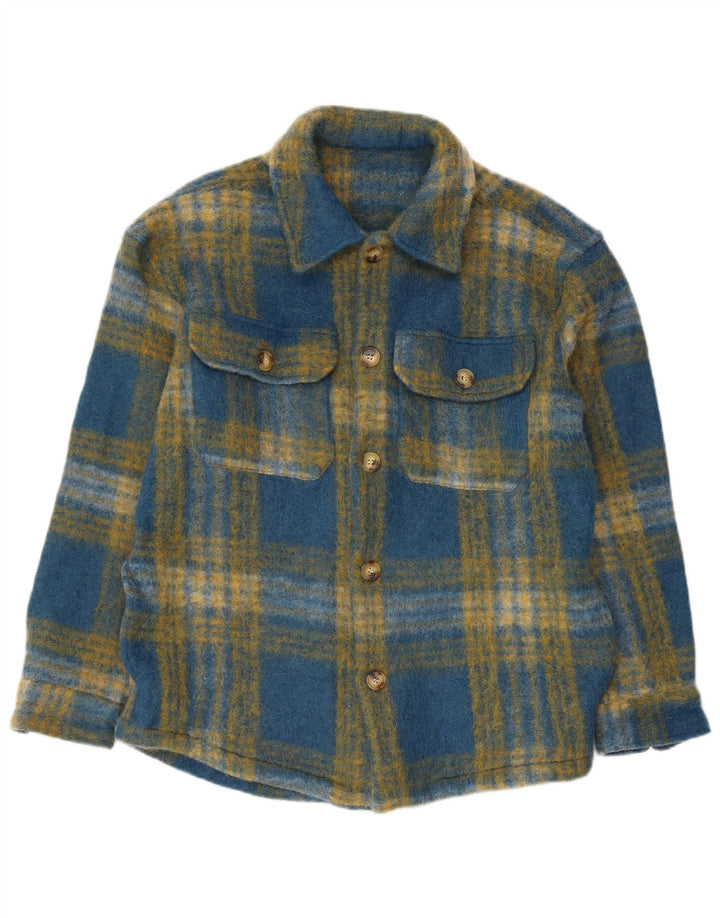 Zara Herren-Overshirt-Flanellhemd, groß, blau kariert