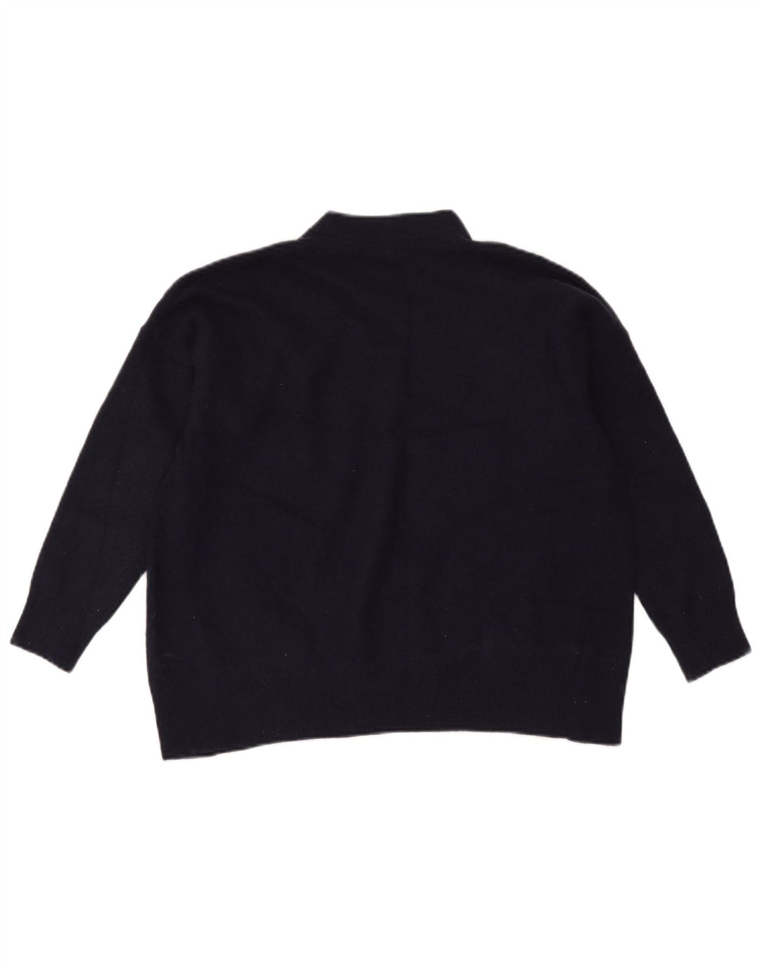 Zara Damen-Pullover mit Rollkragen, übergroß, UK 6, XS, marineblaue Wolle