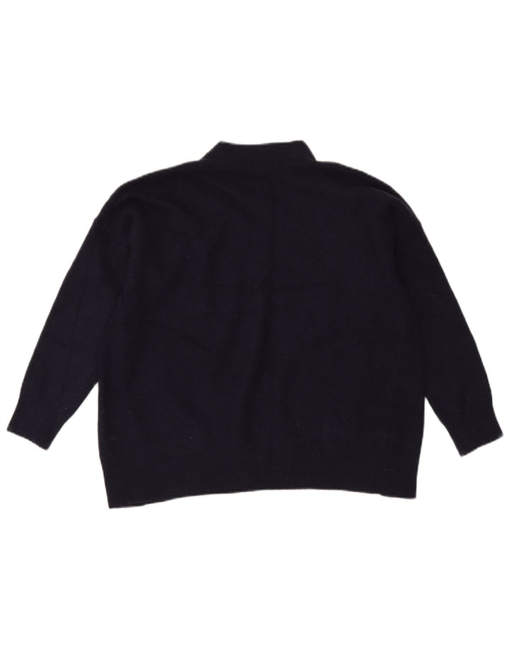Zara Damen-Pullover mit Rollkragen, übergroß, UK 6, XS, marineblaue Wolle