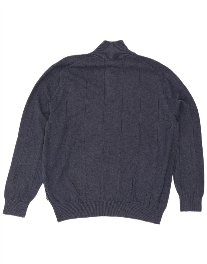Nautica Herren-Pullover mit Knopfkragen, XL, marineblaue Baumwolle