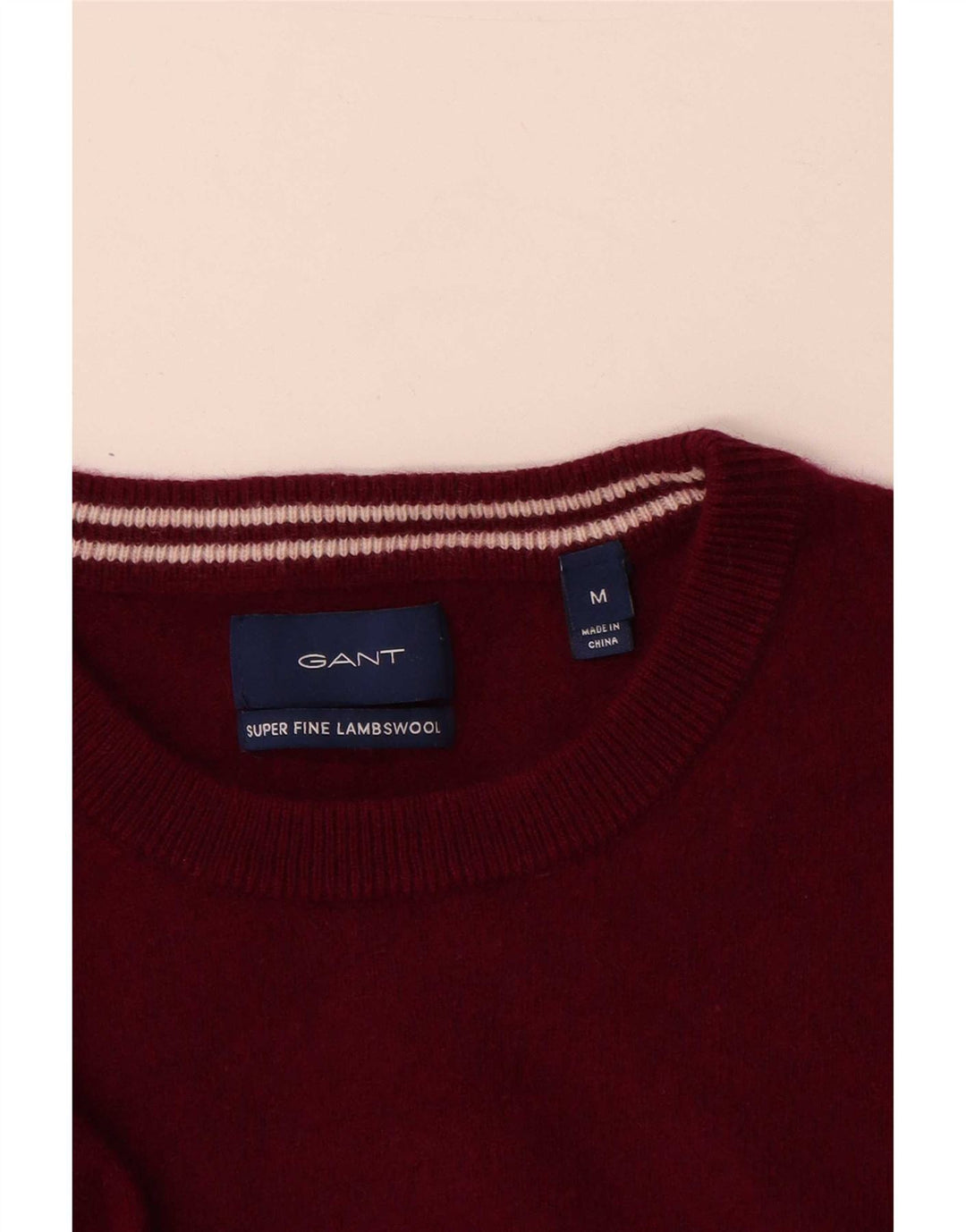 Gant Herren-Pullover mit Rundhalsausschnitt, mittelgroße burgunderrote Lammwolle