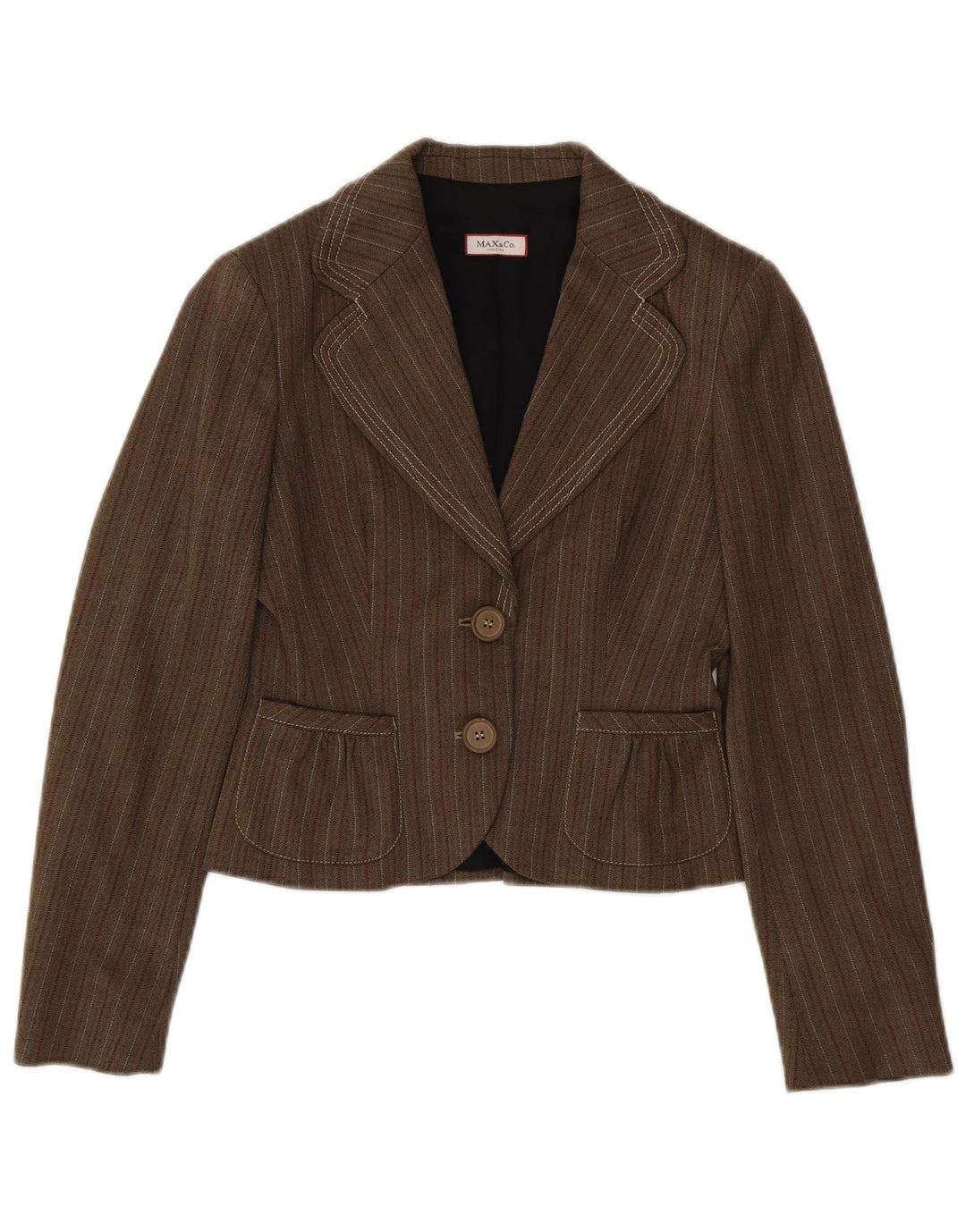 Max & Co. Damen-Blazerjacke mit 2 Knöpfen, Gr. 10, klein, braun gestreift
