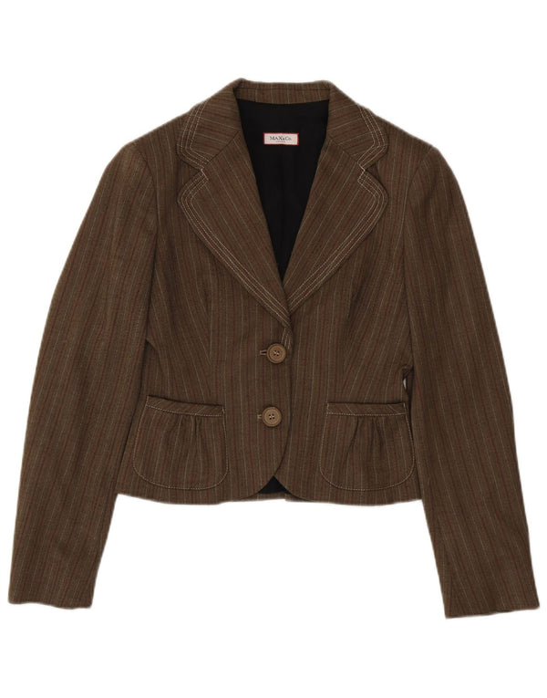 Max & Co. Damen-Blazerjacke mit 2 Knöpfen, Gr. 10, klein, braun gestreift