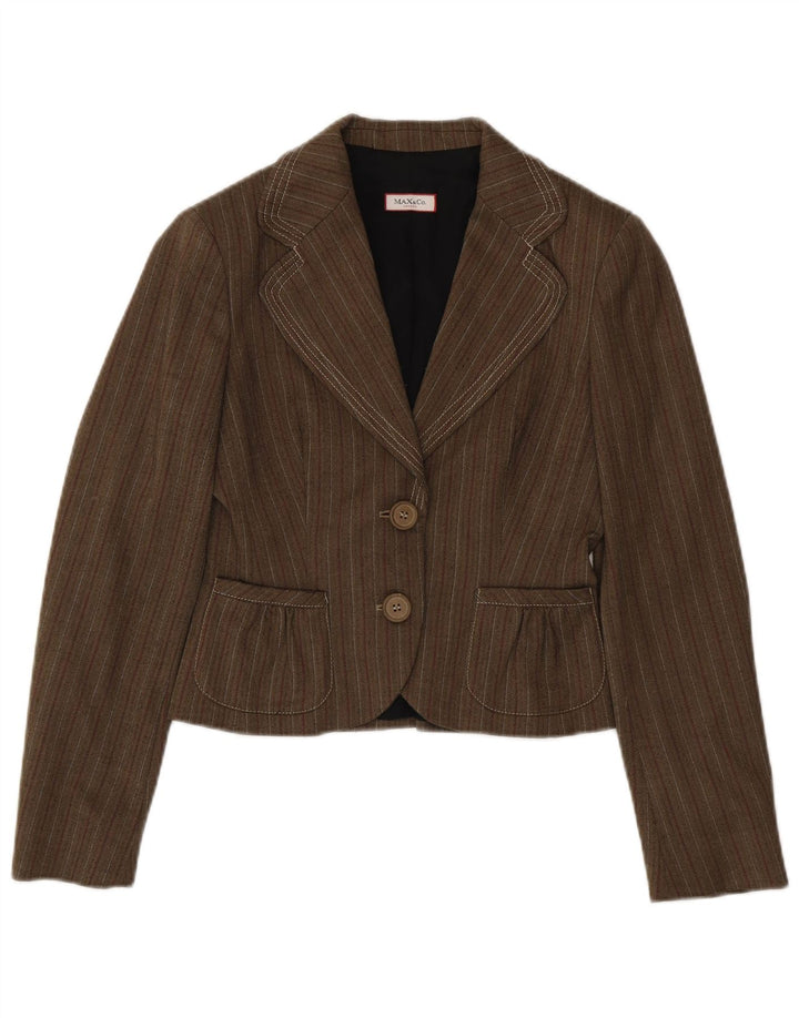 Max & Co. Damen-Blazerjacke mit 2 Knöpfen, Gr. 10, klein, braun gestreift