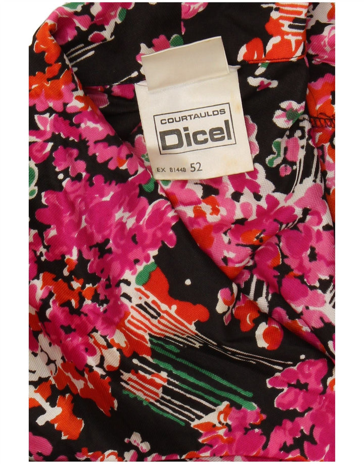 DICEL COURTAULDS Damen 3/4-Ärmel-Hemdkleid IT 52 2XL Schwarz geblümt