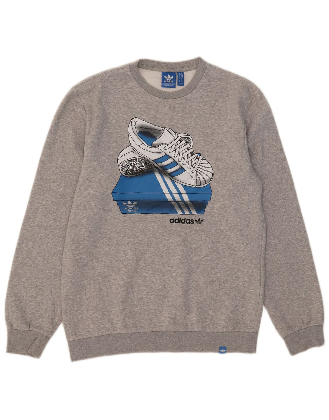 Adidas Herren Grafik-Sweatshirt-Pullover, klein, graue Baumwolle
