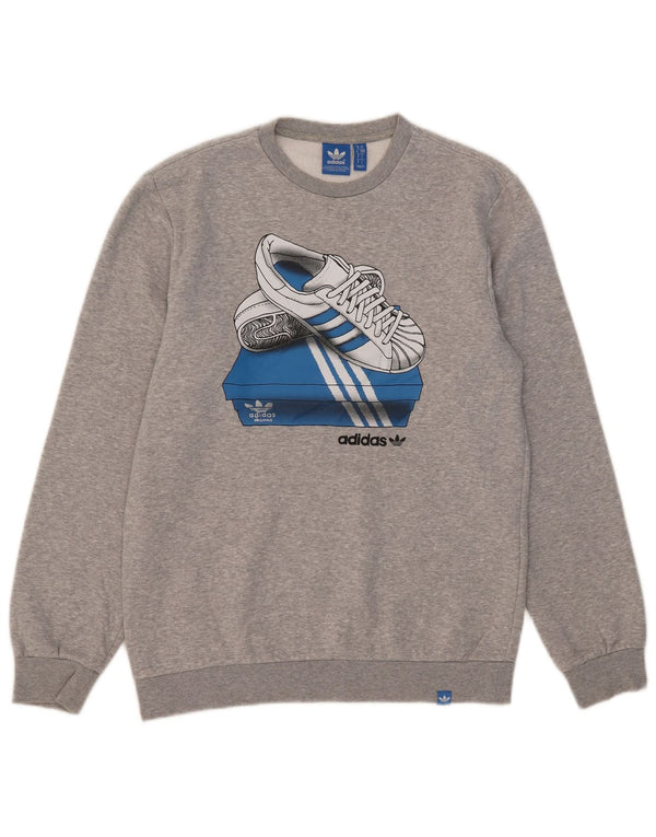 Adidas Herren Grafik-Sweatshirt-Pullover, klein, graue Baumwolle