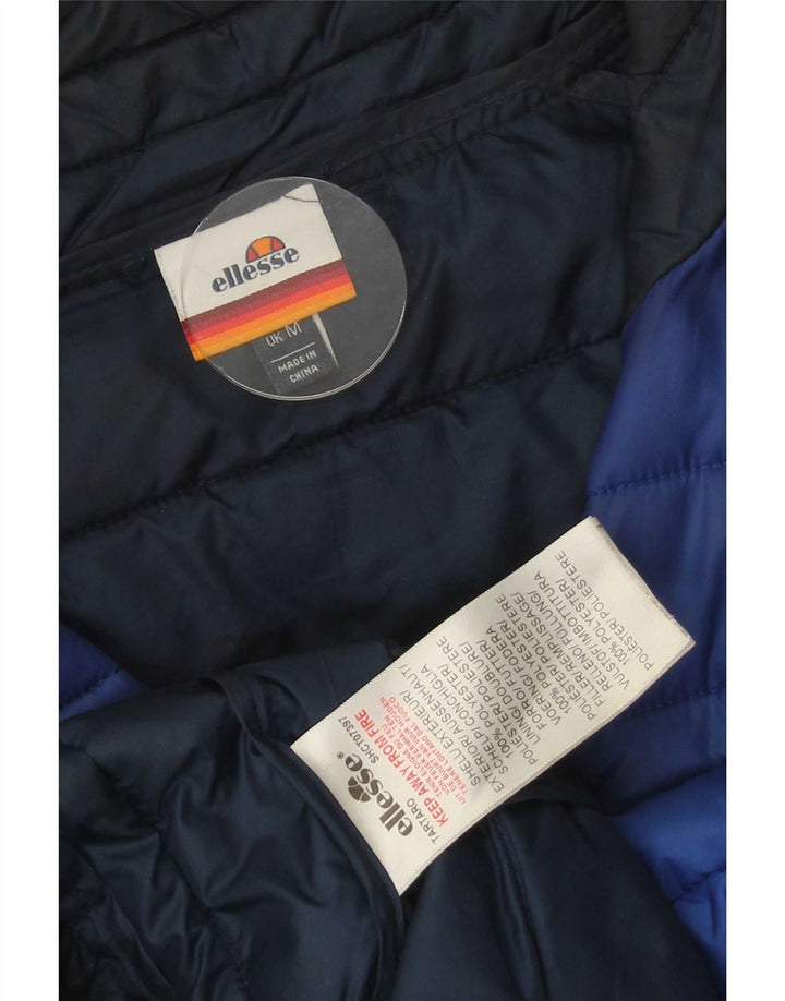 Ellesse Herren Wattierte Jacke UK 38 Mittelblaues Colourblock-Polyester