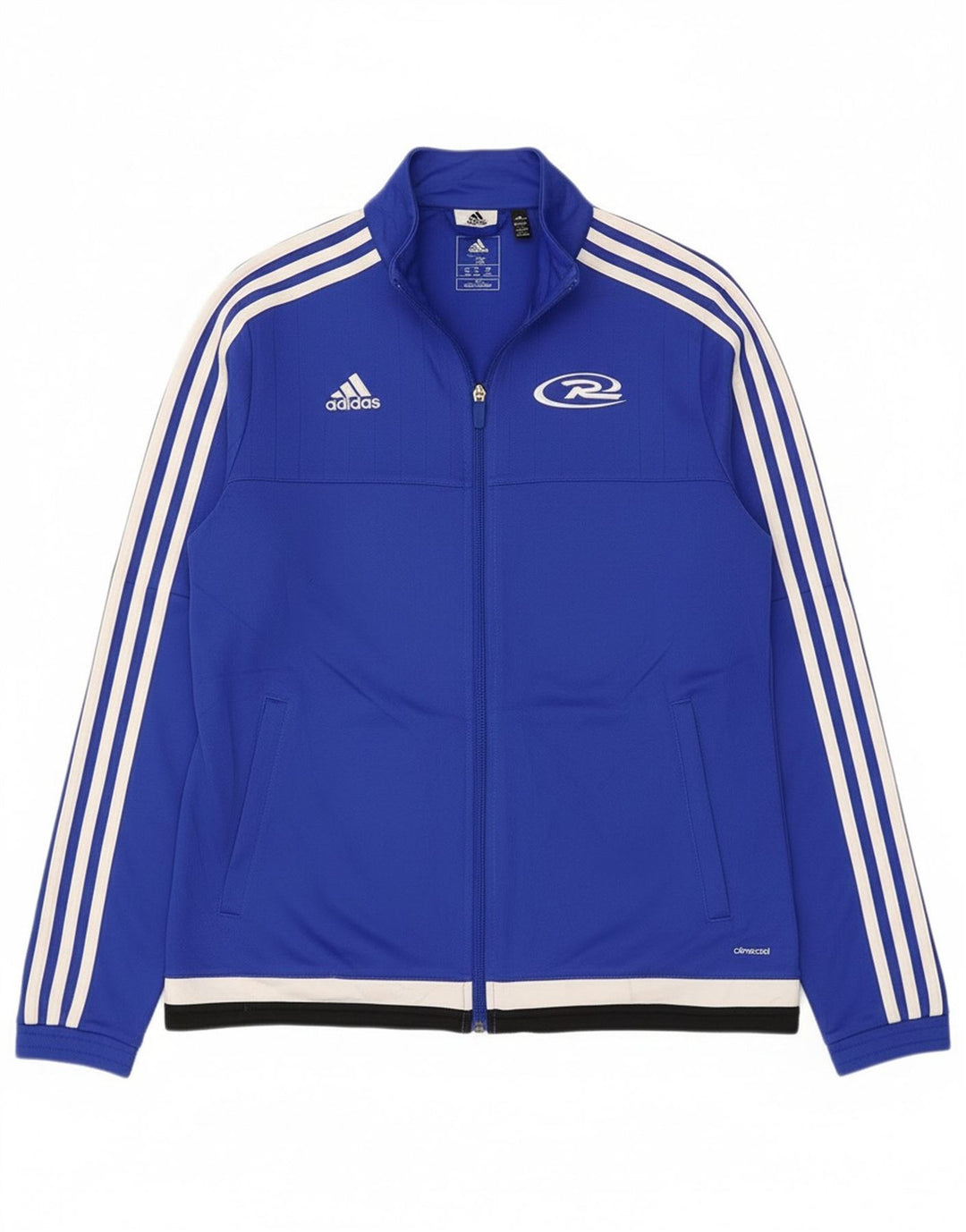 Adidas Damen Royal White Graphic Trainingsanzug Top Jacke UK 12/14 Mittelblau