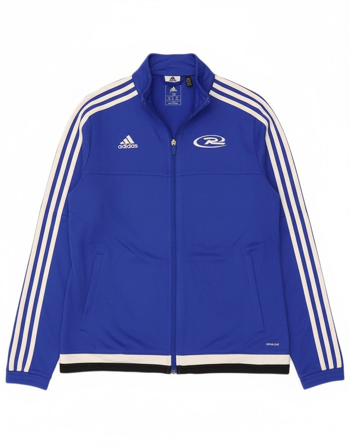Adidas Damen Royal White Graphic Trainingsanzug Top Jacke UK 12/14 Mittelblau