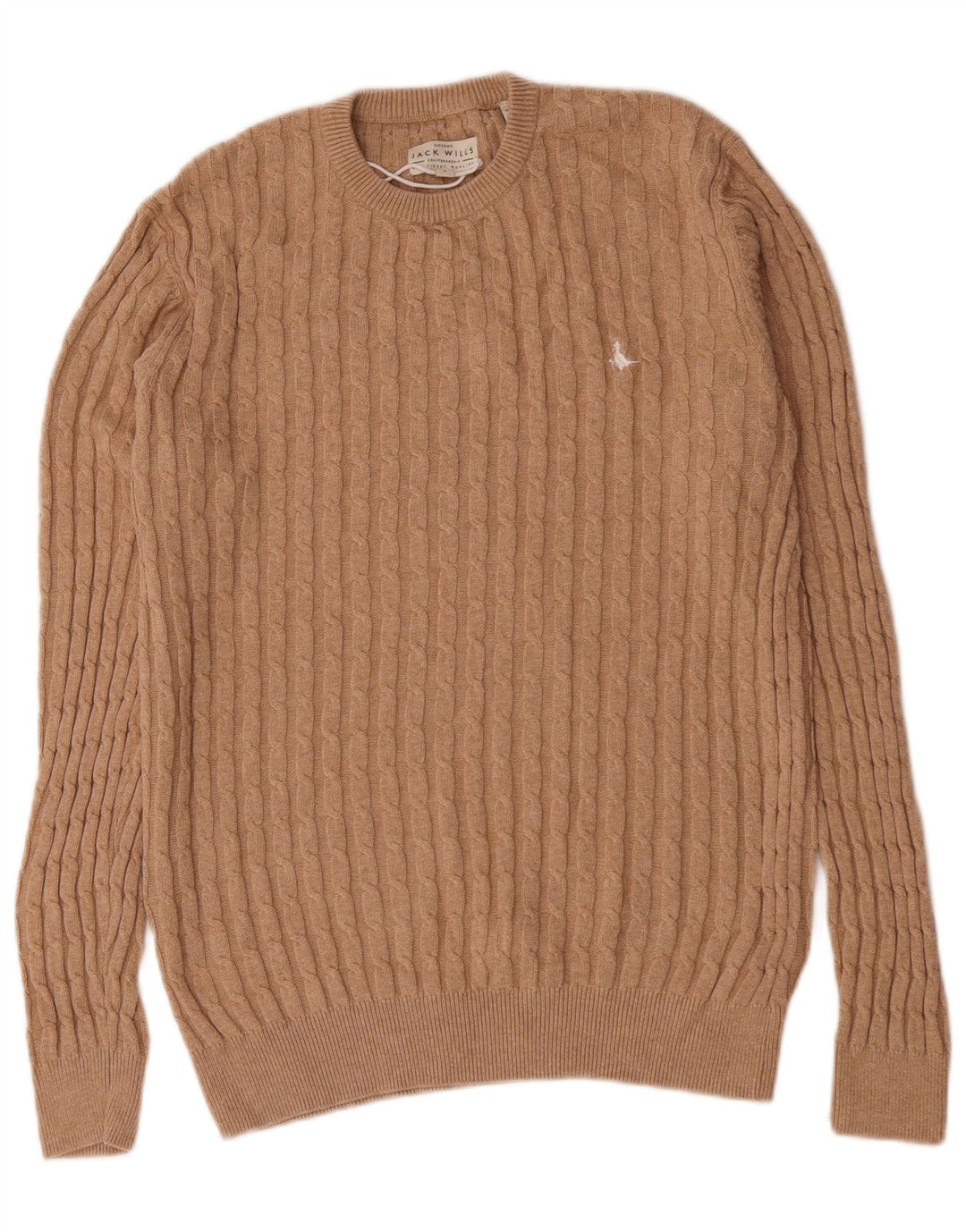 Jack Wills Herren-Pullover mit Rundhalsausschnitt, Größe S, beige, Baumwolle