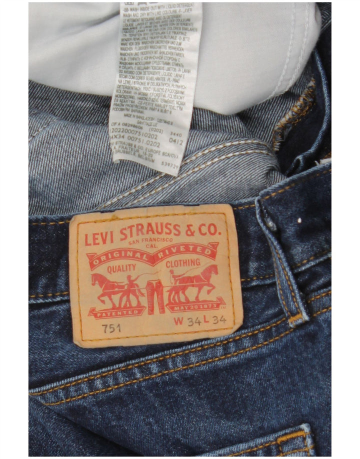 Levi's Herren 751 Straight Jeans W34 L34 Marineblaue Baumwolle