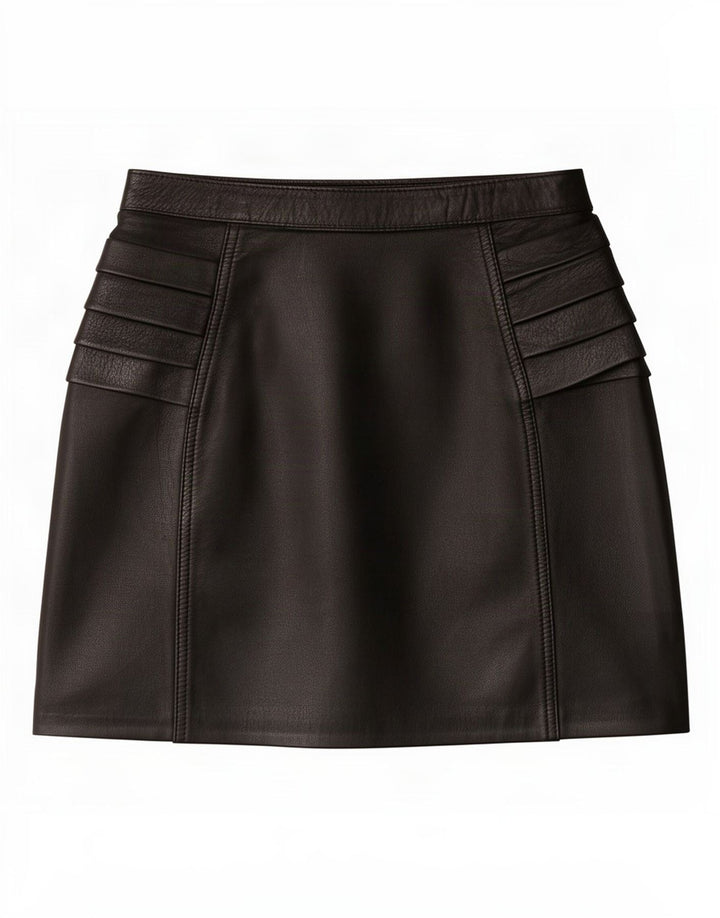 Vintage Damen Lederrock IT 42 Medium W26 Schwarz