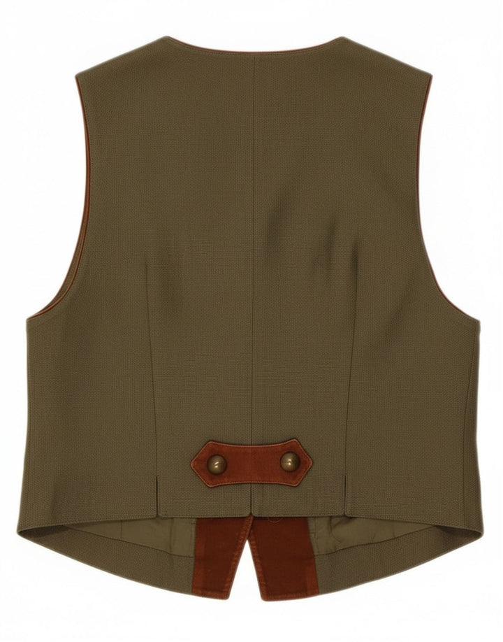 C&A Damen Weste UK 14 Medium Khaki Floral Linen