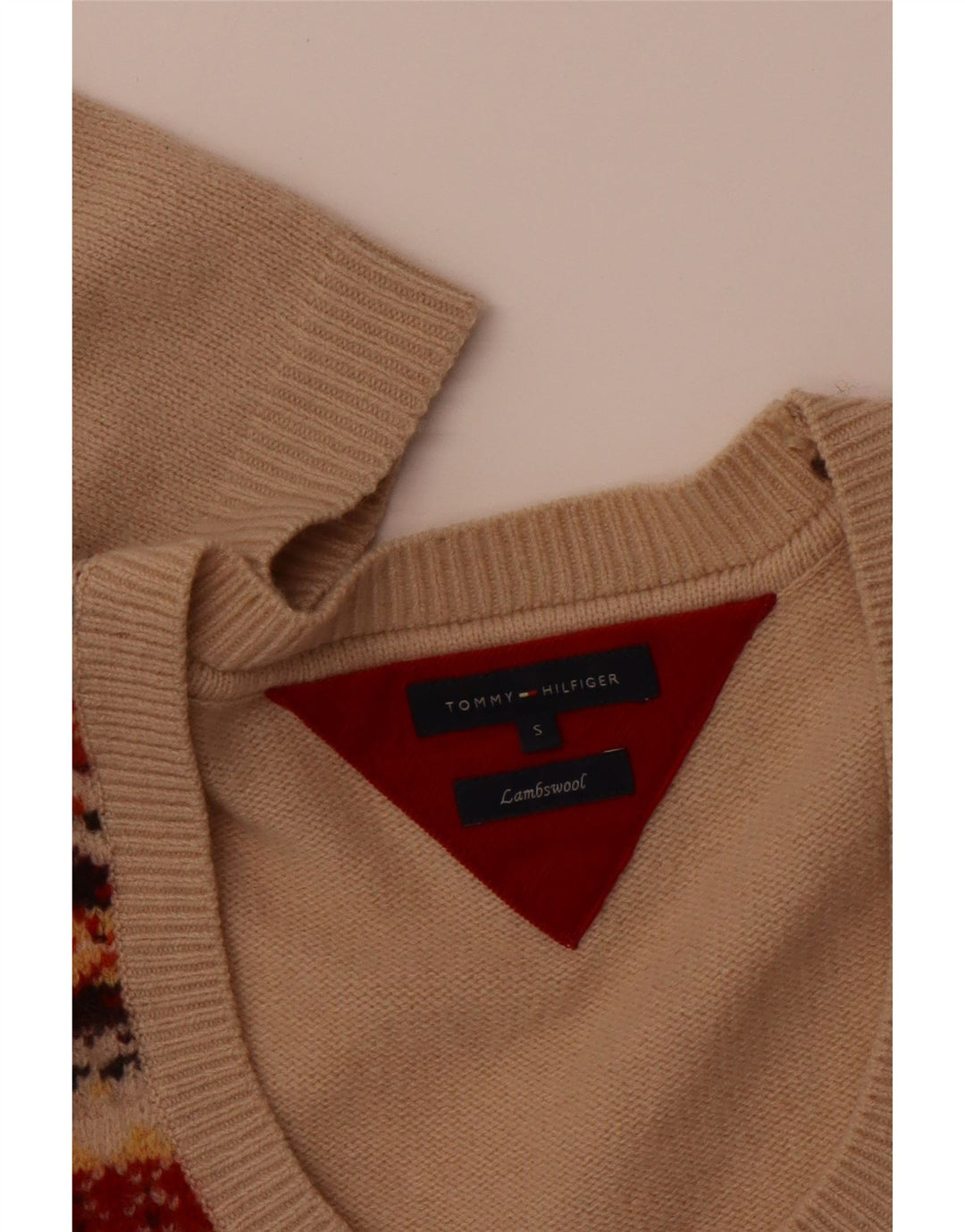 TOMMY HILFIGER Damen-Pullover mit U-Boot-Ausschnitt, Gr. 10, Small Beige Fair Isle