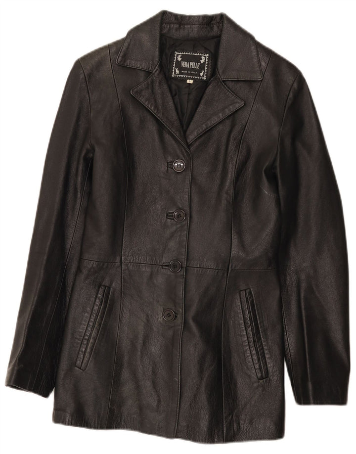 Vintage Damen Lederjacke UK 8 Kleines schwarzes Leder