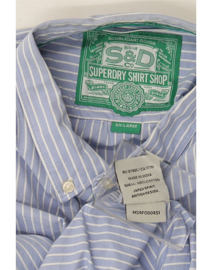 Superdry Herrenhemd 2XL blau gestreift aus Baumwolle