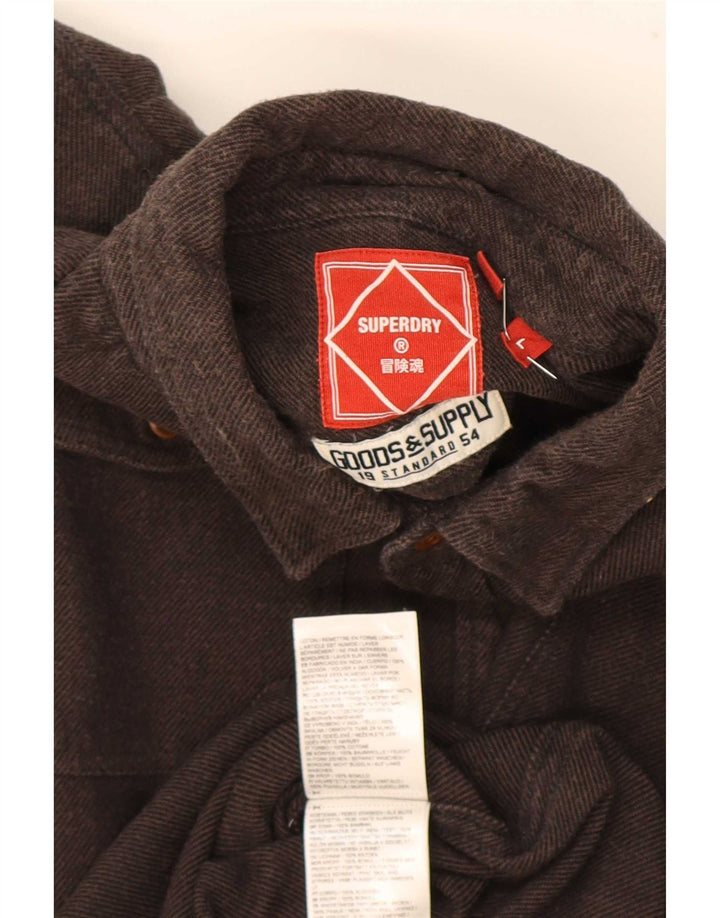 Superdry Herren-Flanellhemd, große braune Baumwolle