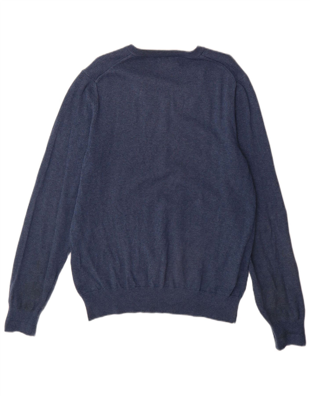 Marks & Spencer Herren-Pullover mit V-Ausschnitt aus mittelblauer Baumwolle