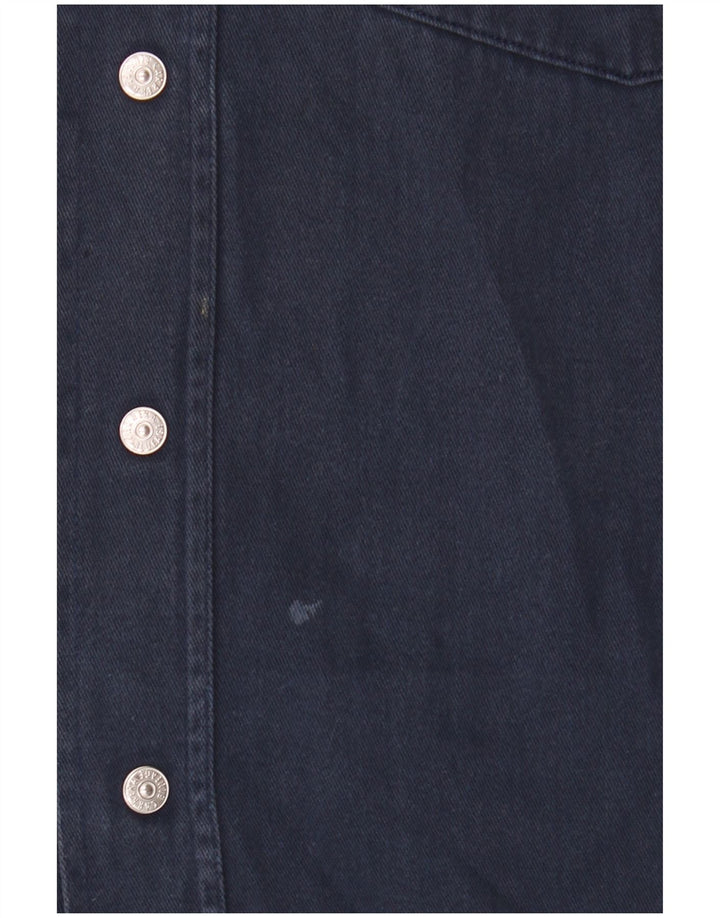 Carrera Herrenhemd, Größe 39/40, mittelmarineblaue Baumwolle