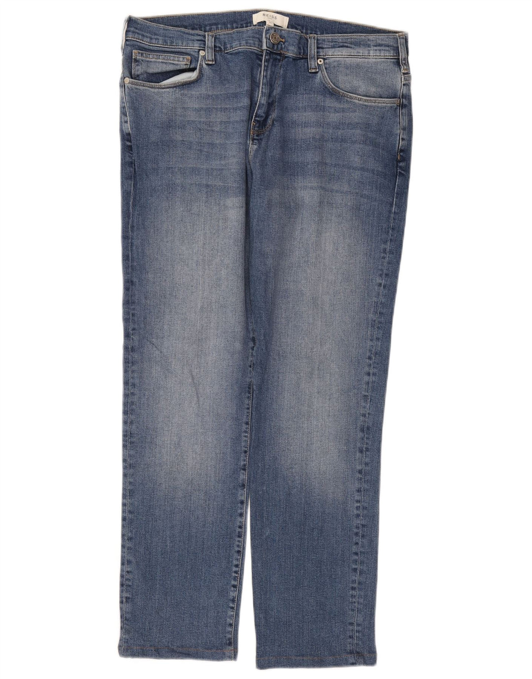 Reiss Herren Straight Jeans W34 L28 Blaue Baumwolle