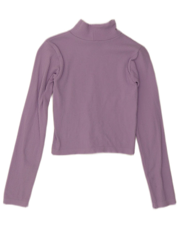 Zara Damen Crop Top Langarm UK 10 Small Lila