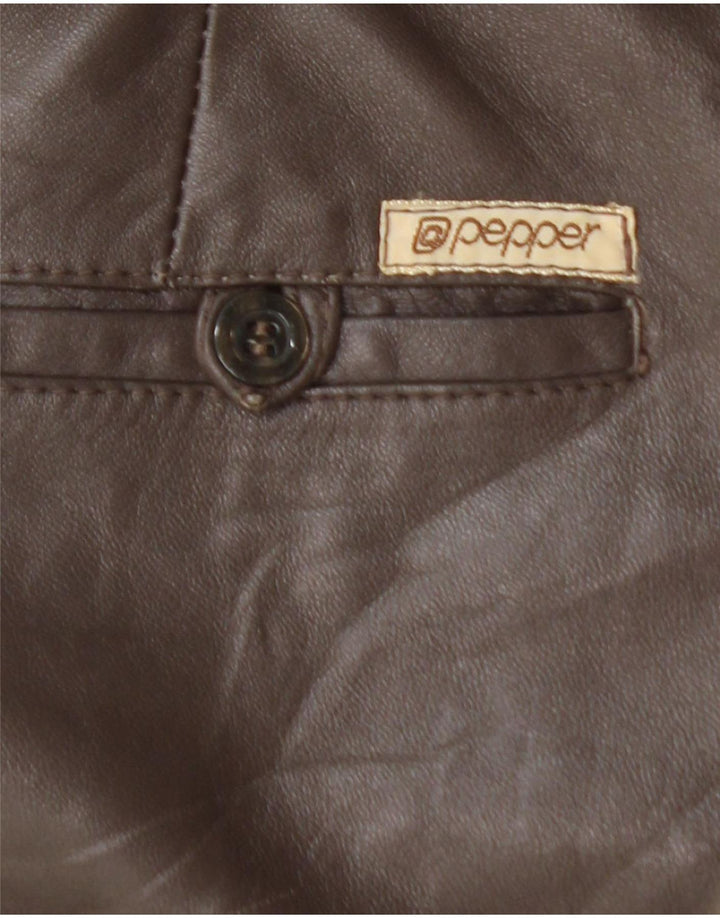 VINTAGE Gerade Lederhose für Damen W25 L29 Braun