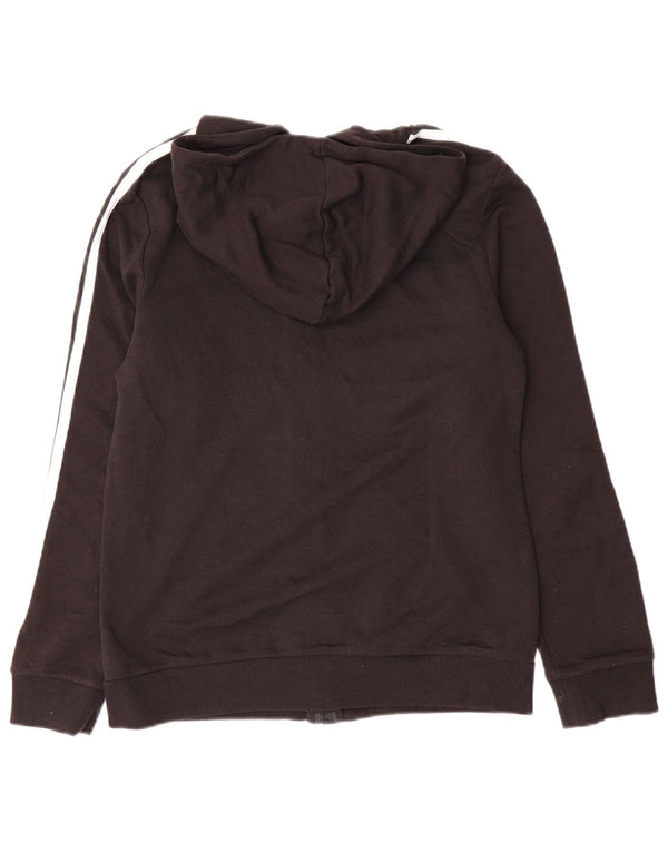 Adidas Damen Zip Hoodie Pullover UK 12/14 Mittelschwarze Colourblock-Baumwolle