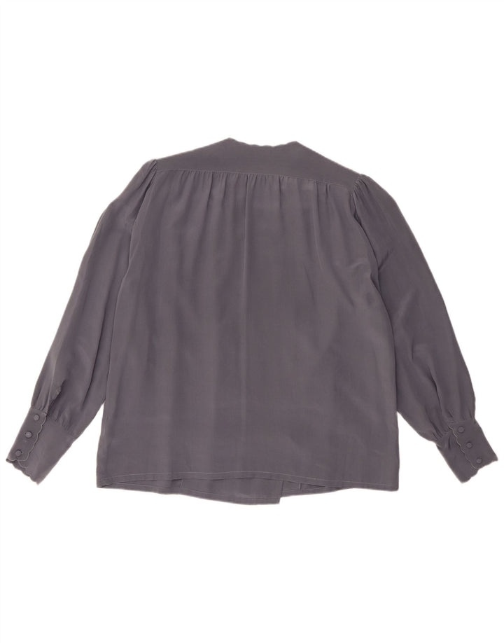 Tramo Zweireihige Hemdbluse für Damen, EU 42, große graue Blumenseide