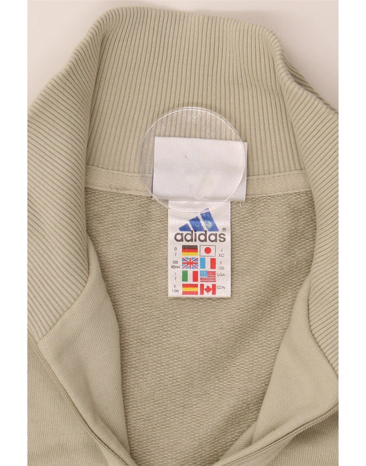 ADIDAS Mens Zip Neck Sweatshirt Jumper Size 42/44 Large Beige Vintage Adidas and Second-Hand Adidas from Messina Hembry 