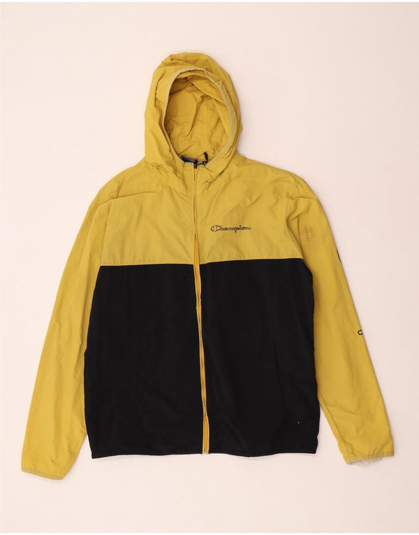 Champion Herren-Regenjacke mit grafischer Kapuze, UK 40, Größe L, Gelb, Farbblock