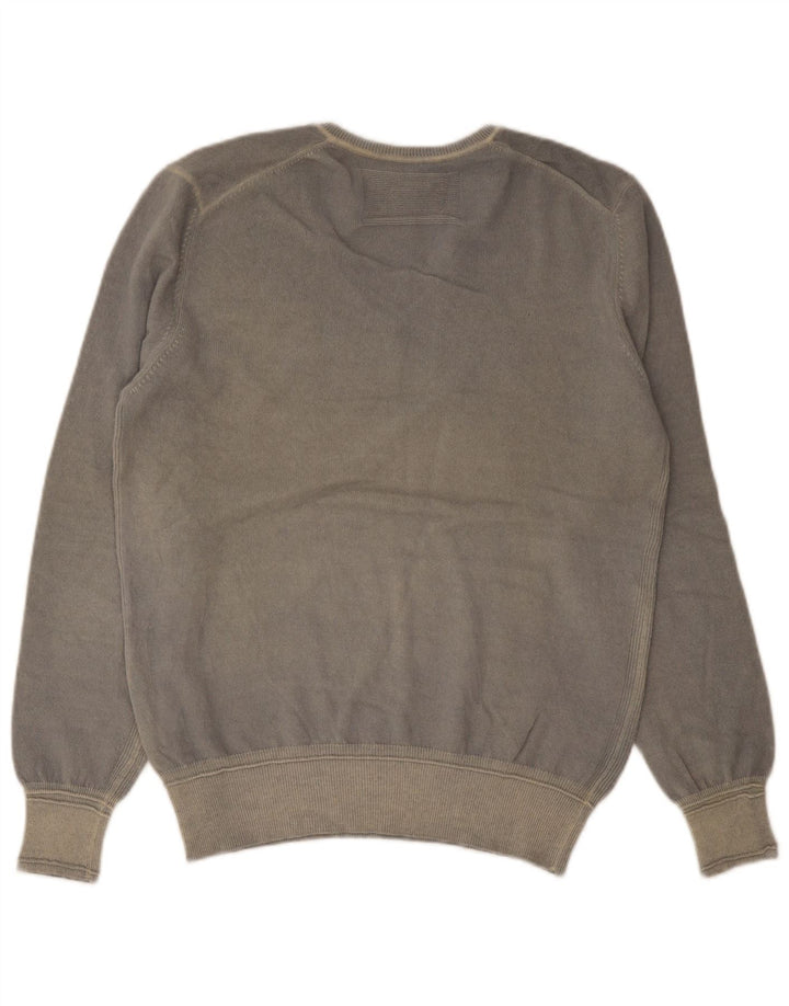 Playlife Herren-Pullover mit V-Ausschnitt, große graue Wolle