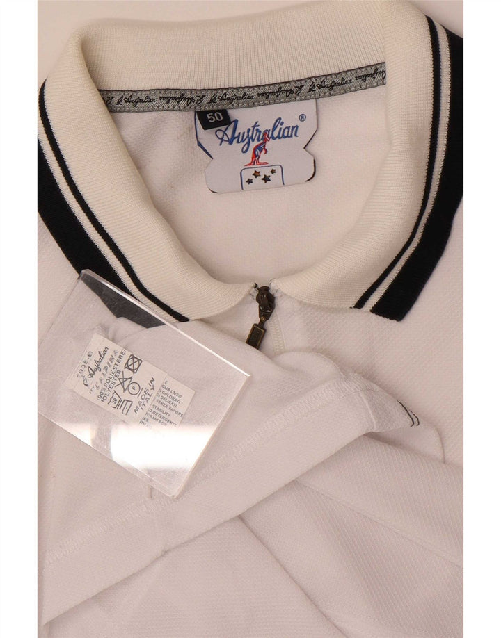 AUSTRALIAN L'ALPINA Herren-Poloshirt mit Reißverschluss, IT 50, mittelweißes Polyester