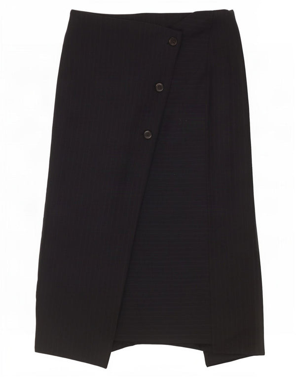Zara Damen Wickelrock mit hoher Taille, XS W24, Marineblau gestreift