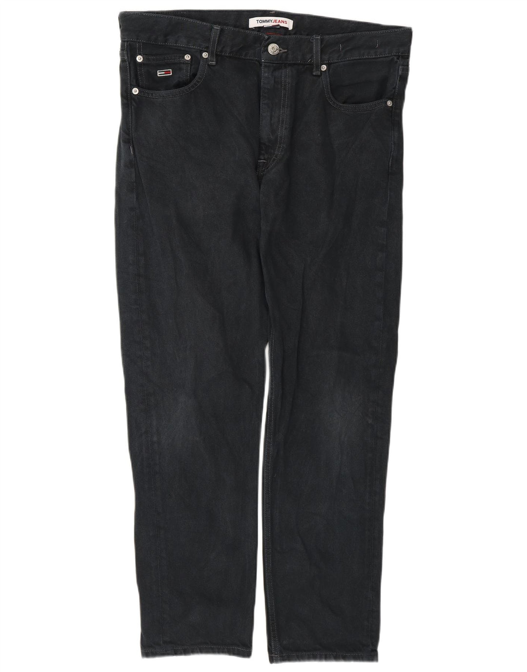 Tommy Hilfiger Herren Regular Tapered Jeans W32 L30 Schwarz Baumwolle
