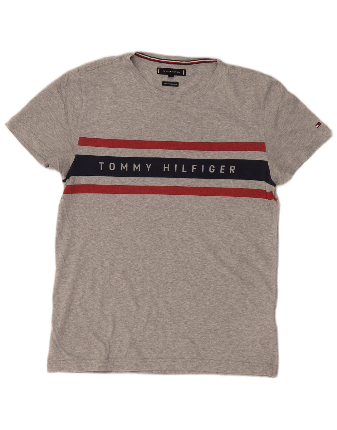 TOMMY HILFIGER Herren-T-Shirt mit Grafik, Größe S, Grau, Colourblock-Baumwolle