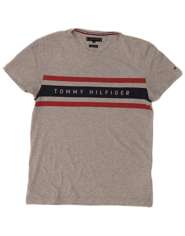 TOMMY HILFIGER Herren-T-Shirt mit Grafik, Größe S, Grau, Colourblock-Baumwolle