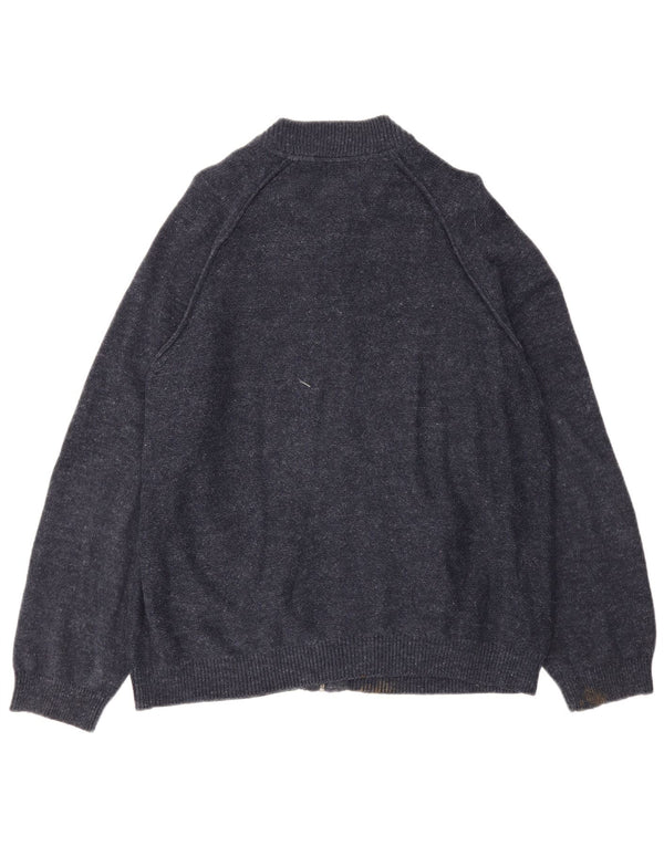 Marks & Spencer Herren-Cardigan-Pullover UK 18 XL Marineblau gefleckte Baumwolle