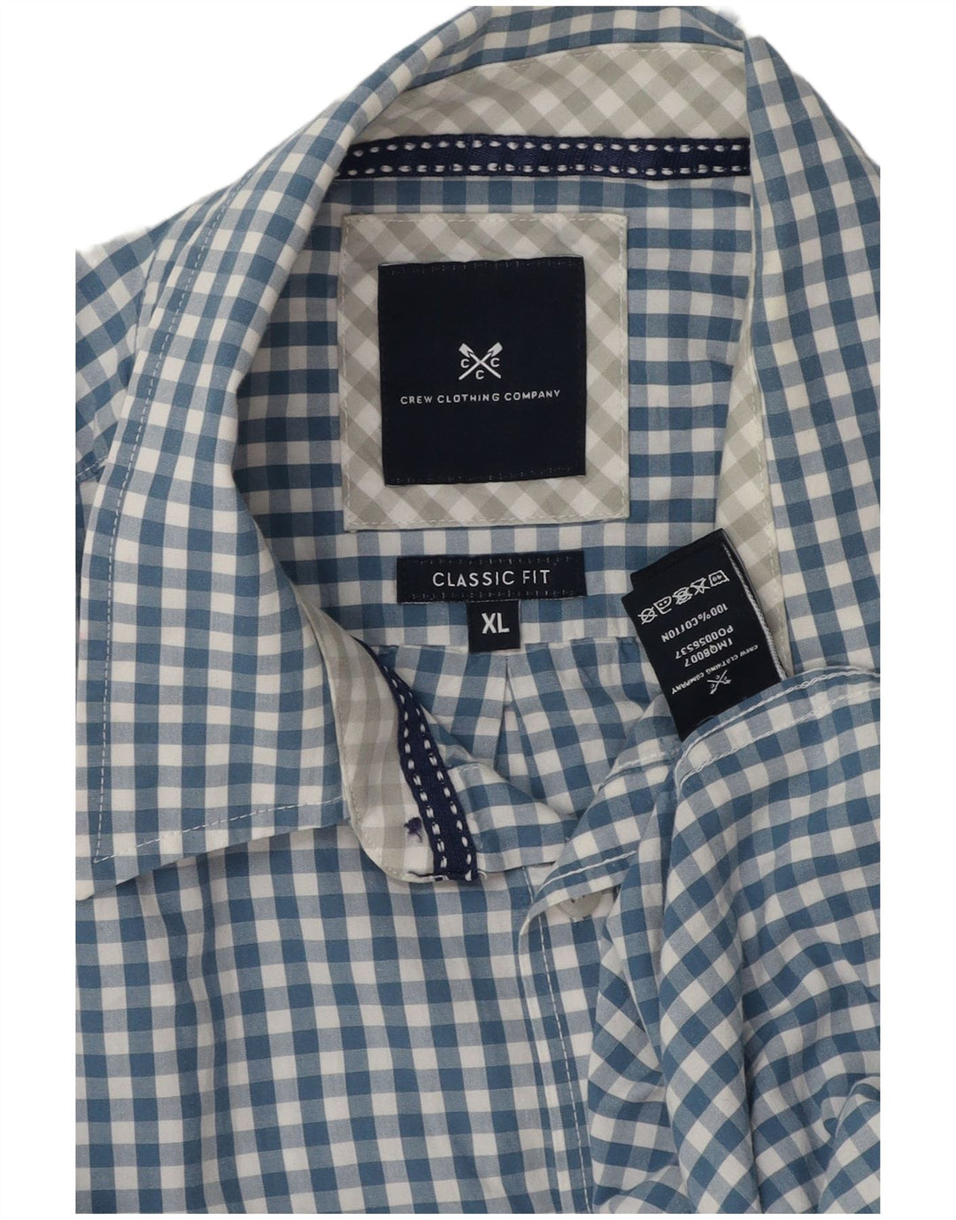 Crew Clothing Herren-Hemd mit klassischer Passform, XL, blau, Gingham-Baumwolle