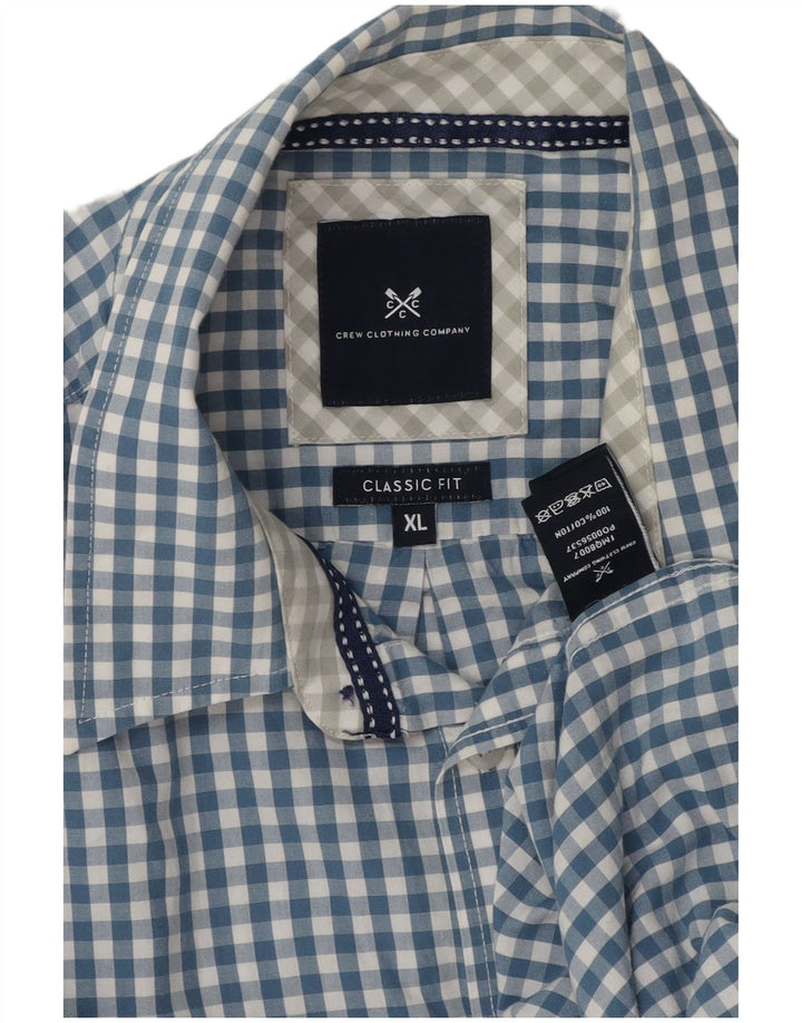 Crew Clothing Herren-Hemd mit klassischer Passform, XL, blau, Gingham-Baumwolle