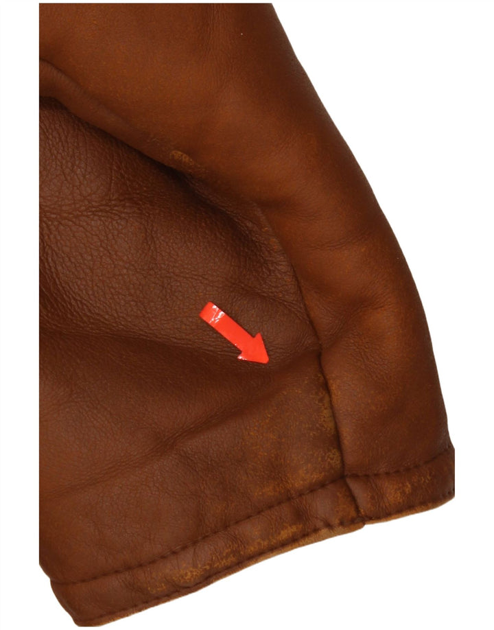 Vintage Damen Shearling Jacke IT 50 Großes braunes Shearling