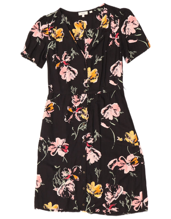 Fat Face Damen-Hemdkleid, Größe S, Schwarz, geblümt